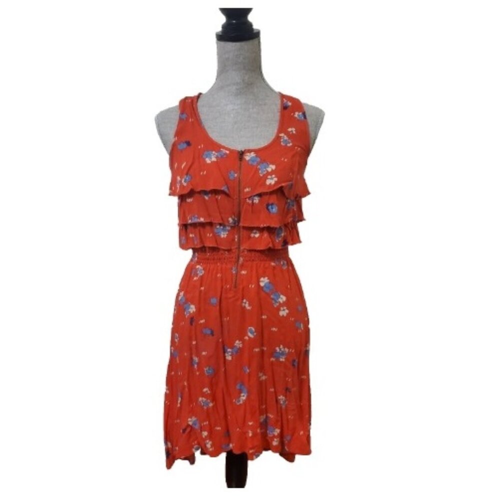 Xhilaration Orange Floral Sleeveless High-Low Style Dress Women's XS